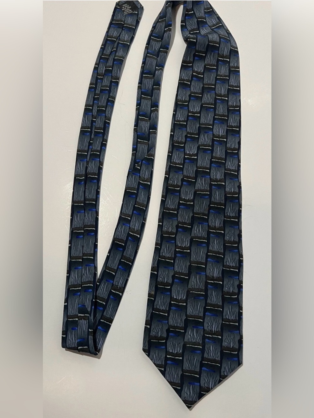 Vintage 1996 J Garcia Silk Neck Tie Abstract Rare Not For Resale Blue Gray Black